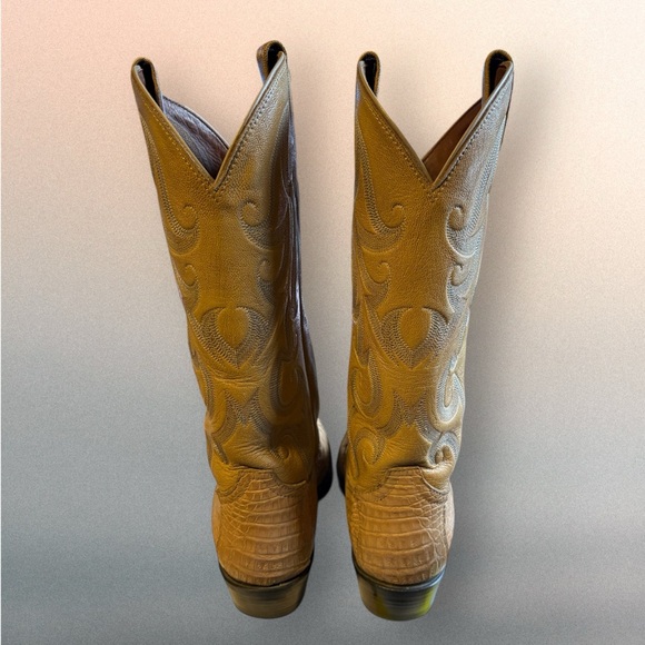 Tony Lama Hornback Caimen Leather Cowboy Boots Size 8 EE - Picture 6 of 11